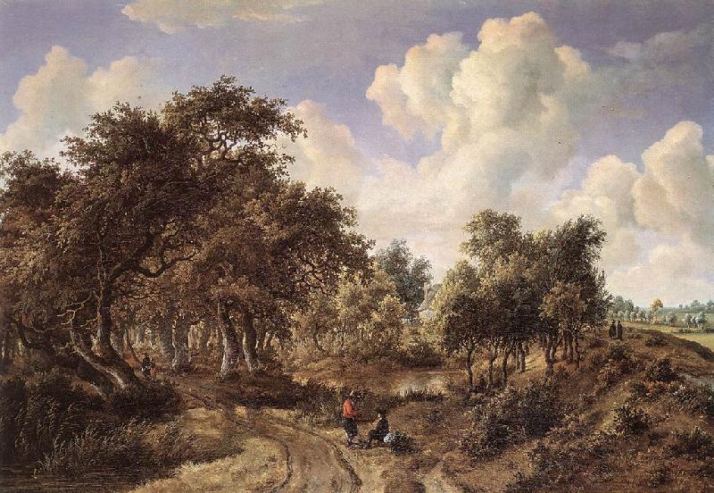 HOBBEMA, Meyndert A Wooded Landscape f oil painting image